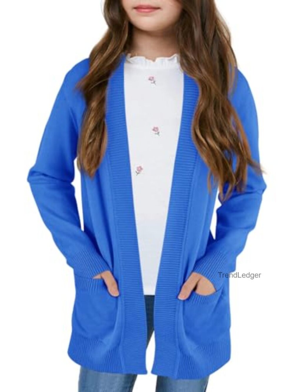 Girls Knit Cardigan Sweater Open Front Long Sleeve Outerwear